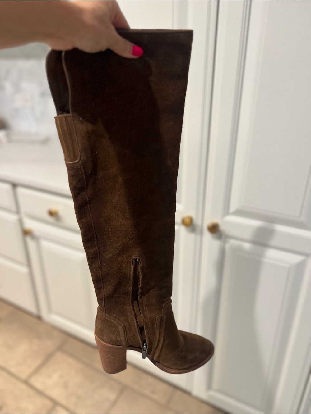 Vince Camuto Brown Suede Over-the-Knee Block Heel Boots 7.5 - Picture 4 of 10